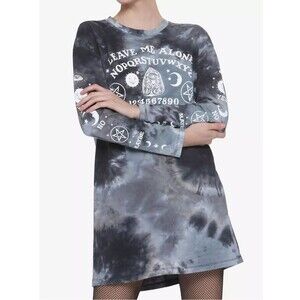 Hot Topic Midnight Hour Spirit Board Tie Dye T Shirt Dress Womens S Gray Goth